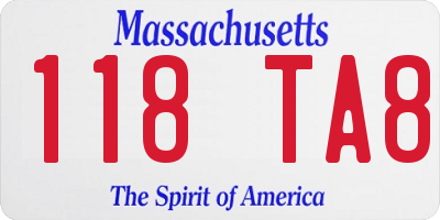 MA license plate 118TA8