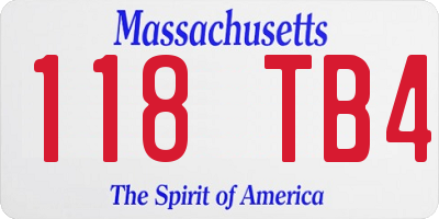 MA license plate 118TB4