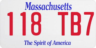 MA license plate 118TB7
