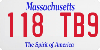 MA license plate 118TB9