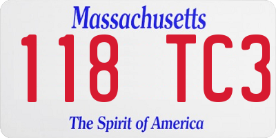 MA license plate 118TC3