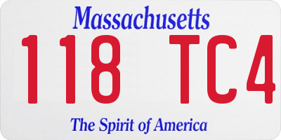 MA license plate 118TC4
