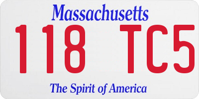 MA license plate 118TC5