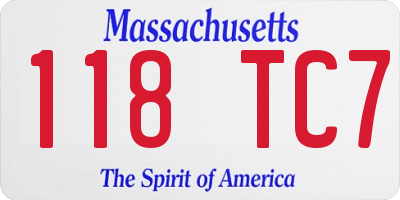 MA license plate 118TC7