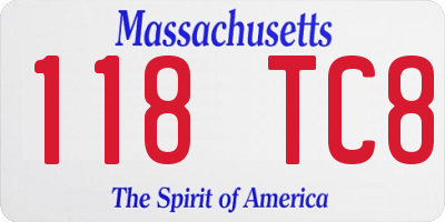 MA license plate 118TC8