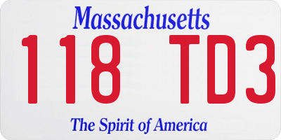 MA license plate 118TD3