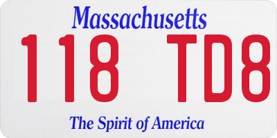 MA license plate 118TD8