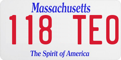 MA license plate 118TE0