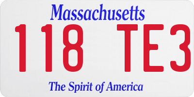 MA license plate 118TE3