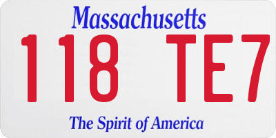 MA license plate 118TE7