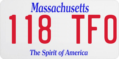 MA license plate 118TF0