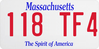 MA license plate 118TF4