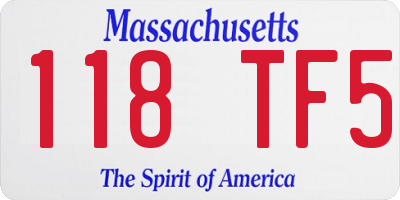 MA license plate 118TF5