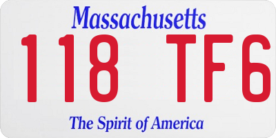 MA license plate 118TF6