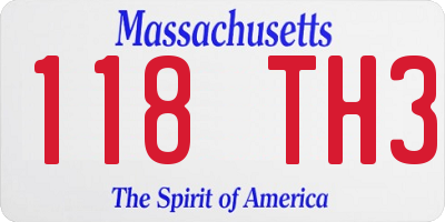 MA license plate 118TH3