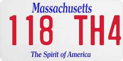 MA license plate 118TH4