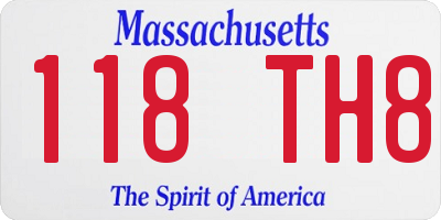 MA license plate 118TH8