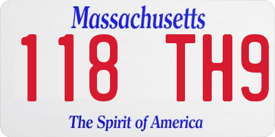 MA license plate 118TH9