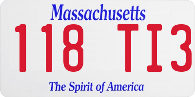 MA license plate 118TI3