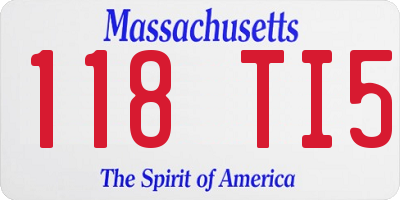 MA license plate 118TI5