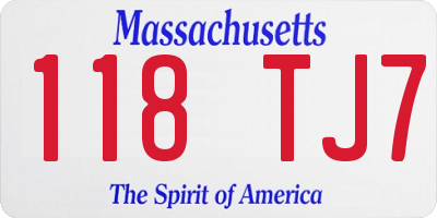 MA license plate 118TJ7