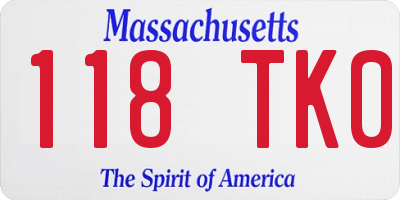 MA license plate 118TK0