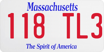 MA license plate 118TL3
