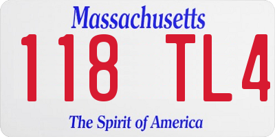 MA license plate 118TL4