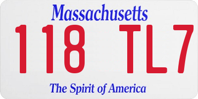 MA license plate 118TL7
