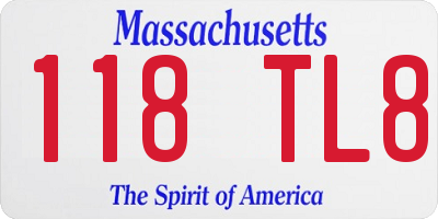 MA license plate 118TL8
