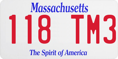 MA license plate 118TM3