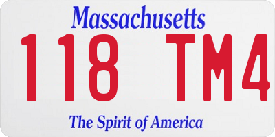 MA license plate 118TM4