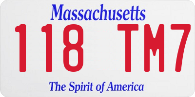 MA license plate 118TM7