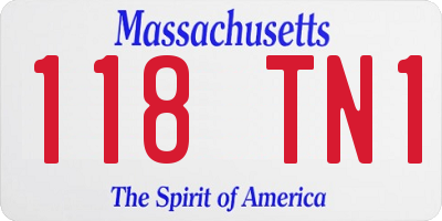 MA license plate 118TN1