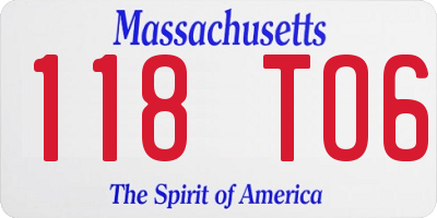 MA license plate 118TO6