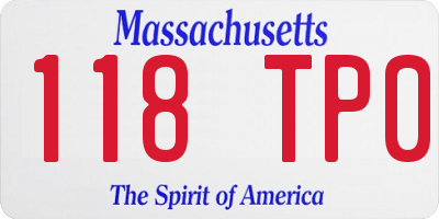MA license plate 118TP0