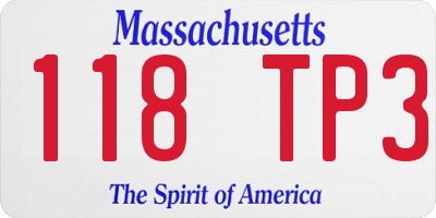 MA license plate 118TP3