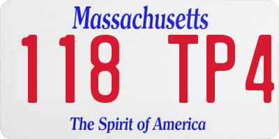 MA license plate 118TP4