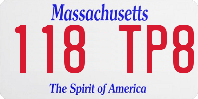 MA license plate 118TP8