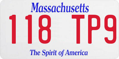 MA license plate 118TP9