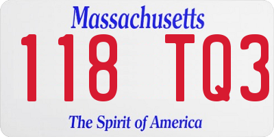 MA license plate 118TQ3