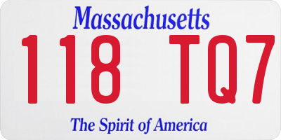MA license plate 118TQ7