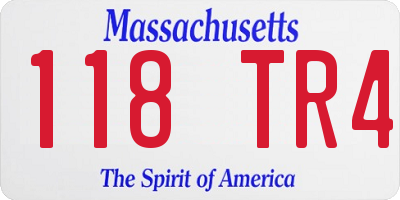 MA license plate 118TR4