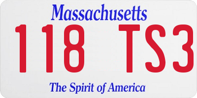 MA license plate 118TS3