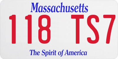 MA license plate 118TS7