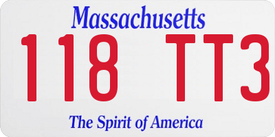 MA license plate 118TT3