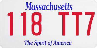 MA license plate 118TT7