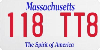 MA license plate 118TT8