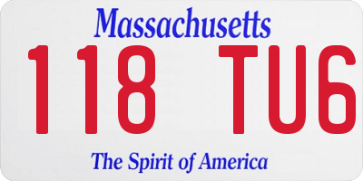 MA license plate 118TU6