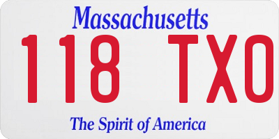 MA license plate 118TX0